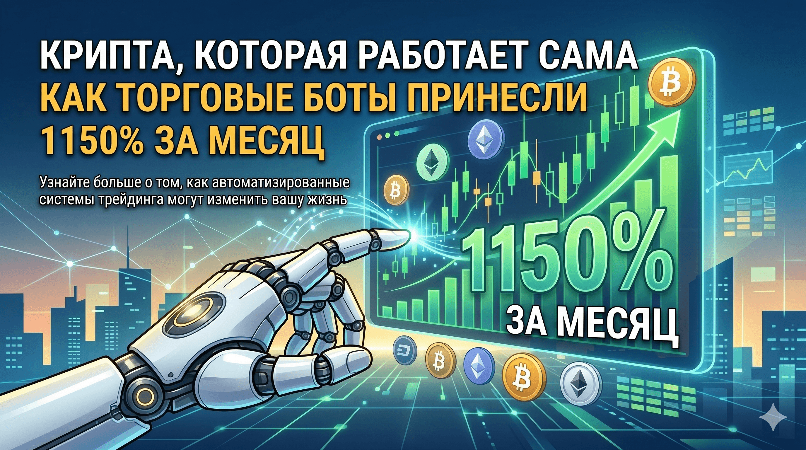 Крипта, которая работает сама: как торговые боты принесли мне $1 150 за месяц